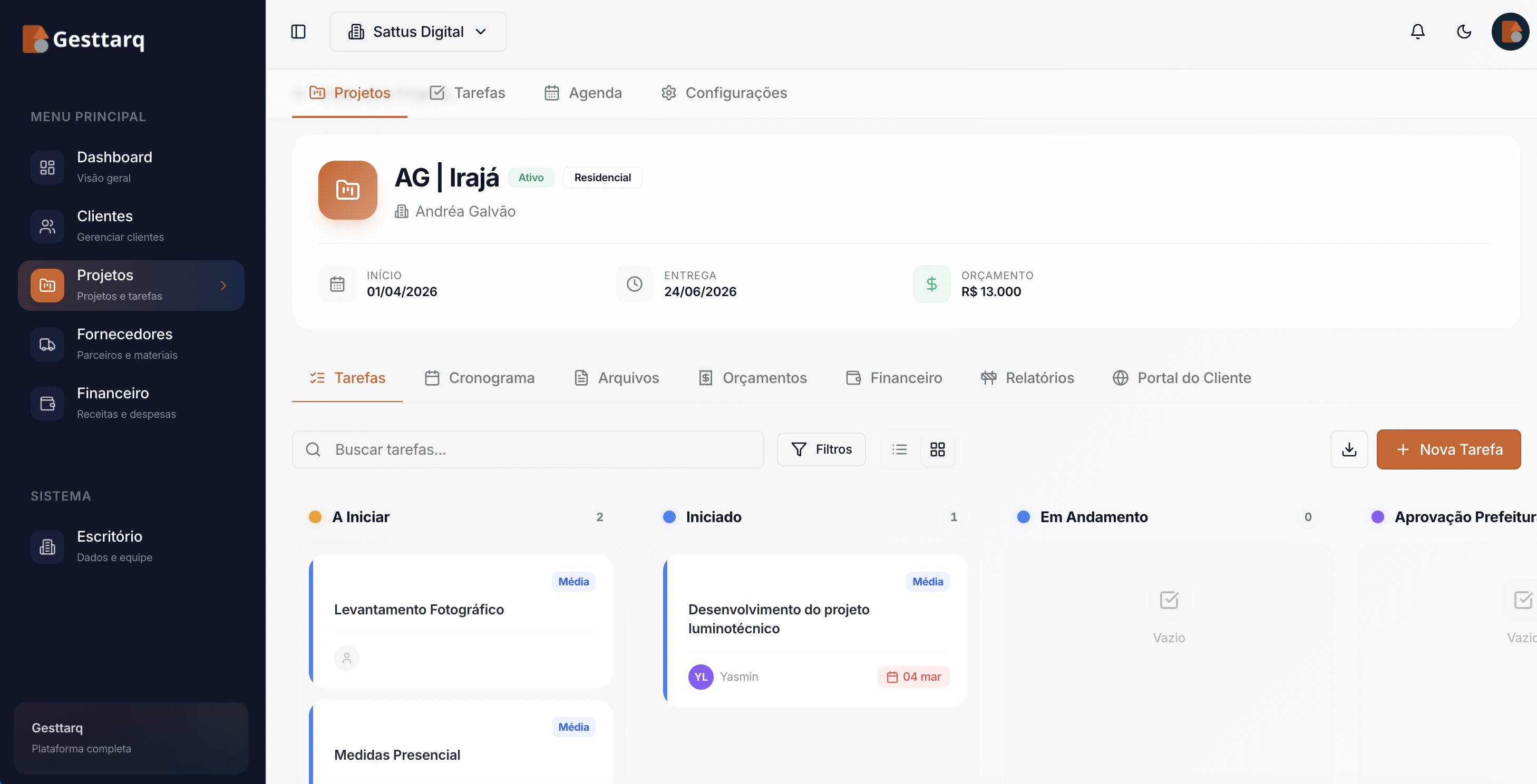 Gesttarq — interface do produto